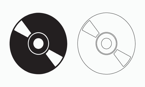 CD or DVD Icons set in Solid and Outline Styles vector