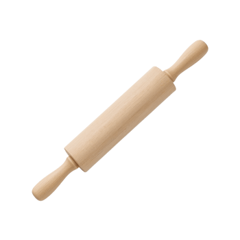 Wooden rolling pin isolated for pastry preparation, baking tool for culinary arts against png