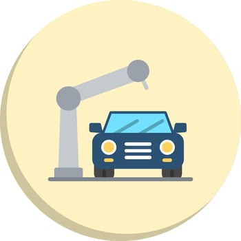 Car Manufacturing Stylized Flat Drawing UI Badge Set vector