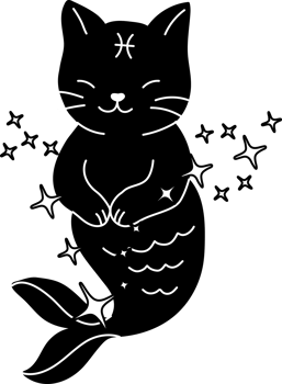 Pisces zodiac cat with an astrological themed design png