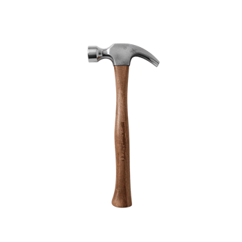 Isolated carpenter's hammer tool with wooden handle showcasing its pristine condition for png