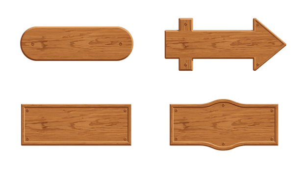 Variety of Wooden Signage Styles with a Natural Grain Texture Isolated on Transparency png