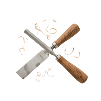 Detailed view of woodworking tools and shavings revealing craftsmanship and precision carpentry png