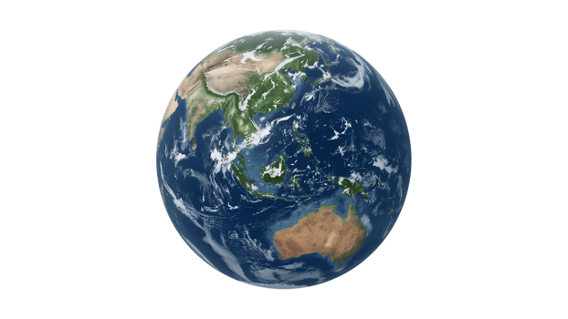 Earth as Seen from Space with Asia and Australia in Focus, Isolated and Detailed png