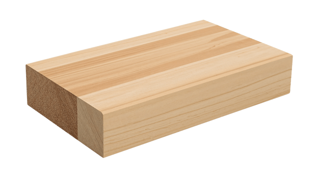 Isolated rectangular wood block showing texture and grain on a transparent canvas png
