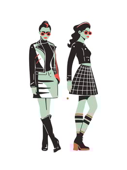 illustration of a stylish woman in retro look vector