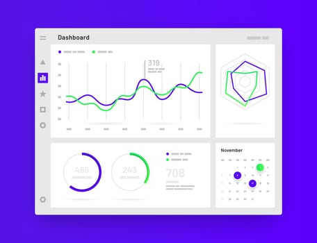 Dashboard UI and UX Kit. Elements of infographics Use in presentation templates, mobile app and corporate report. vector