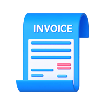 3D Invoice Document with Blue Accents on transparent background png