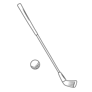 Golf Club and Ball. Thin Line Illustration png