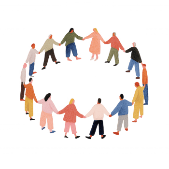 People from diverse backgrounds holding hands, forming teamwork, circle, symbolizing unity, a and community, on a transparent background png