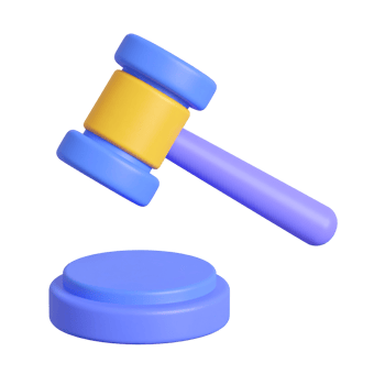 Stylized 3D gavel illustration of justice on transparent background png