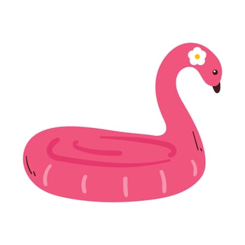 hand drawing cartoon floating flamingo. cute swimming balloon for summer sticker vector