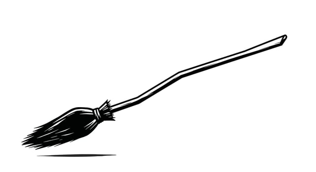 Witch Broomstick Line Art vector