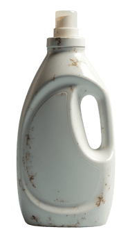 Grimy white plastic bottle, appearing aged, often used for cleaning laundry png