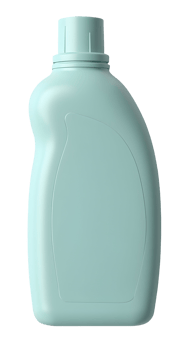 Light blue plastic bottle for laundry detergent. Household cleaning product container png