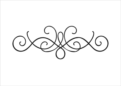 Elegant calligraphic swirl ornament with decorative line style flourishes and intricate detailing isolated on white background vector