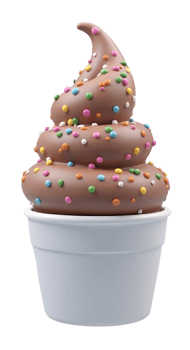 Delicious chocolate soft serve ice cream with colorful sprinkles, delightful sweet treat png