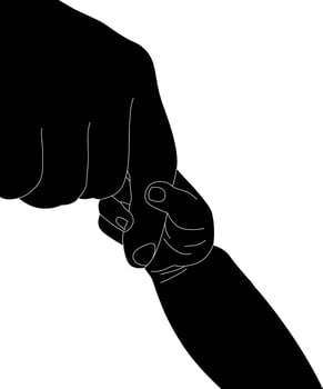 Father's Hand Holding Baby's Finger Bonding Moment vector