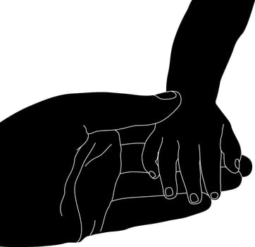 Parent holding child's hand vector