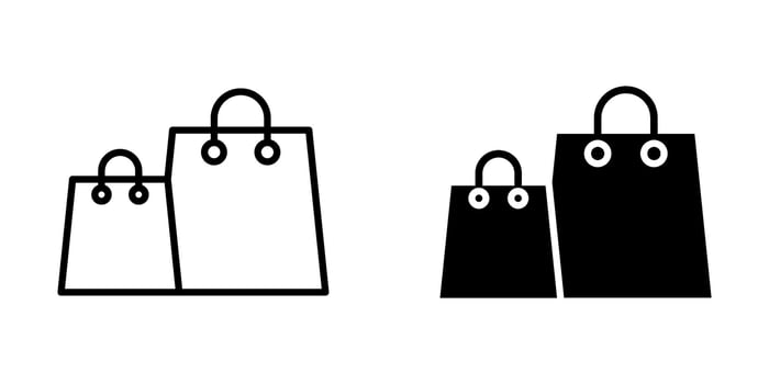 Bags Shopping Icon set. Symbol isolated white background. illustration. color editable. vector