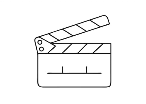A singular continuous line drawing depicting a classic film clapperboard used in movie production isolated on white background vector