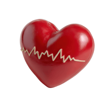 Glossy Red Heart with Pulse Line Illustrating Health and Emotions in 3D Rendered Design png