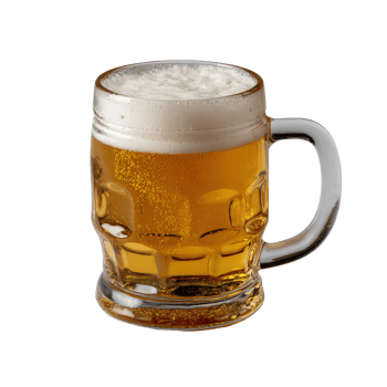 Refreshing Beer in Glass Mug with Frothy Foam on Top Ready to Enjoy on a Sunny Day png