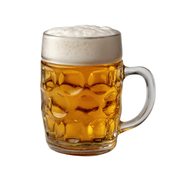 Refreshing Cold Beer in Glass Mug with Foam on Top, Perfect for Celebrating or Relaxing at Home or Bar png