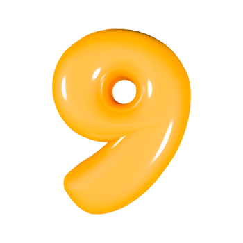3d golden alphabet number 9 png