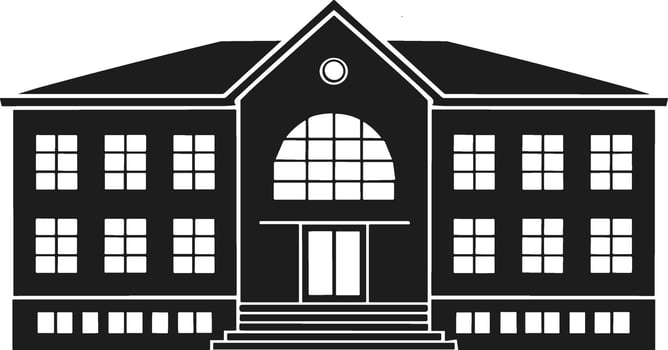 Modern School Building Silhouette - Illustration of Educational Institution Architecture vector