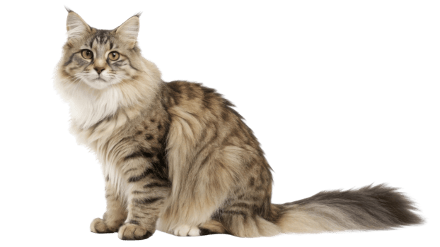 Fluffy and elegant, this American bobtail cat showcases its striking features and playful personality, making it delightful companion png