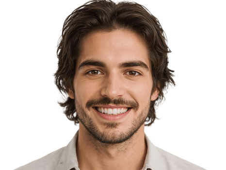 Portrait of a handsome young man with a radiant smile against an isolated field of transparency png