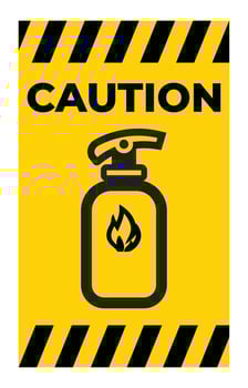Caution Sign with Fire Extinguisher Icon for Safety Awareness at Work vector