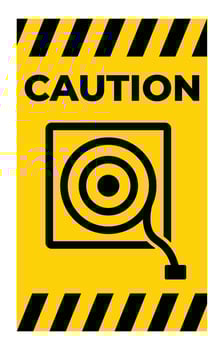 Caution Sign for Fire Alarm with Striped Border and Safety Message vector
