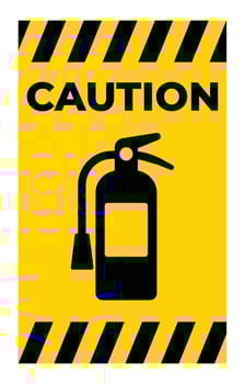 Caution Sign with Fire Extinguisher Icon for Safety and Emergency Awareness vector