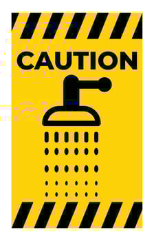 Caution Shower Sign with Graphic Warning for Safety in Wet Areas vector
