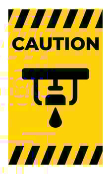 Caution Sign for Dripping Faucet in Bold Yellow and Black Design vector