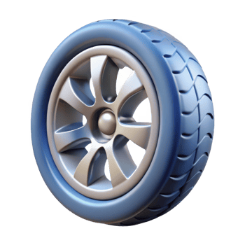 Blue tire and silver alloy wheel isolated on transparent background png