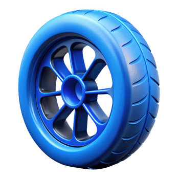 Bright blue futuristic car wheel isolated on transparent background png