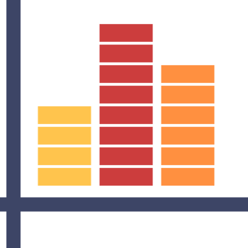 a bar chart icon with a red and orange bar png