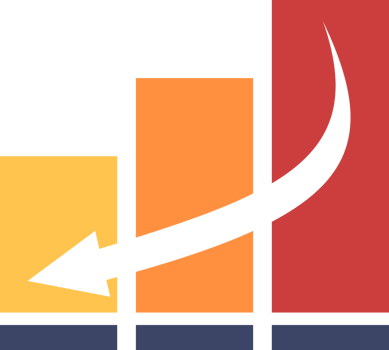 an arrow pointing upward on a bar chart png