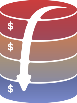 a dollar sign on a red, blue and white data png
