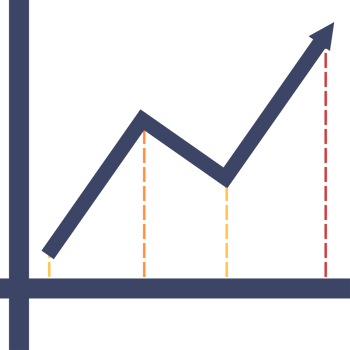 an arrow going up and down on a graph chart png