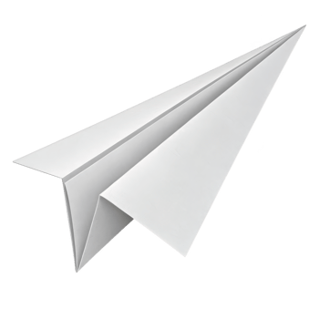 White paper airplane flying forward isolated on transparent background png