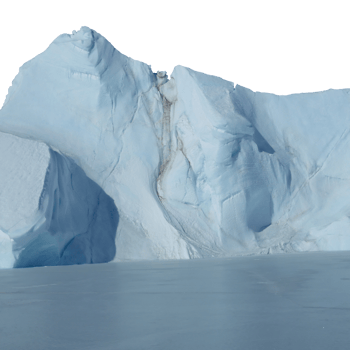 Large iceberg with unique formation floating in the cold ocean water isolated on transparent background png