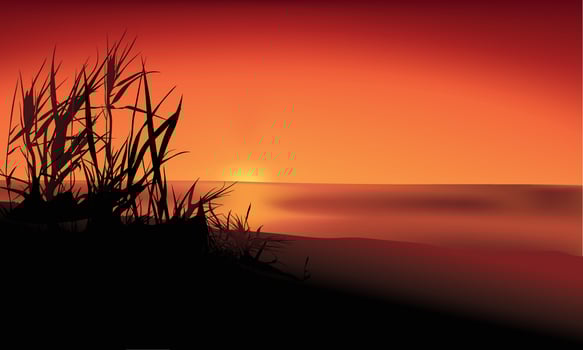 Sunset Forest Landscape with Soft Gradient Sky vector