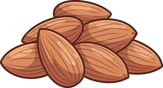 Cartoon pile of whole brown almonds with detailed skin texture. vector