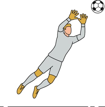 Soccer Goalkeeper Diving Catching Ball vector