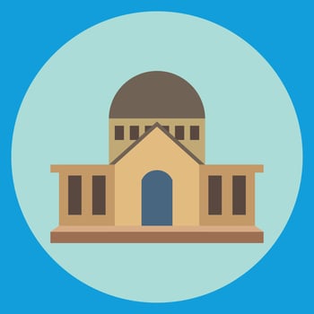 Iconic Architecture a Building with Dome in Geometric Style Embodying Architectural Design and Simplicity for Visual Communication and Modern Illustration vector
