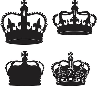 set of Stylish Black and White Crown Graphic vector